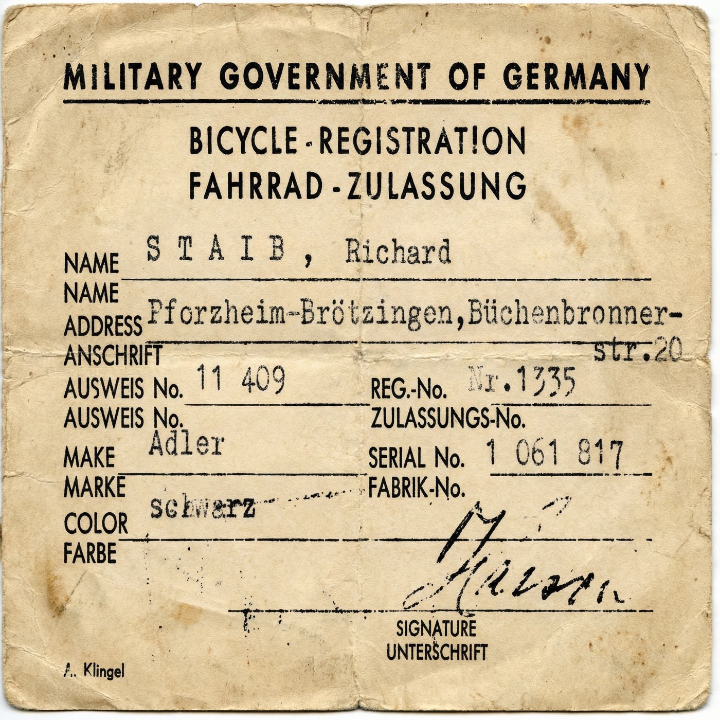 Historisches Dokument 1945